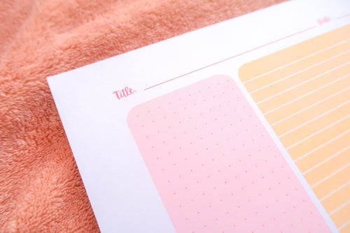Totepad's Cornell Notes Bubblegum Cute Notepad on a fuzzy warm pink throw. Very comfortable.
