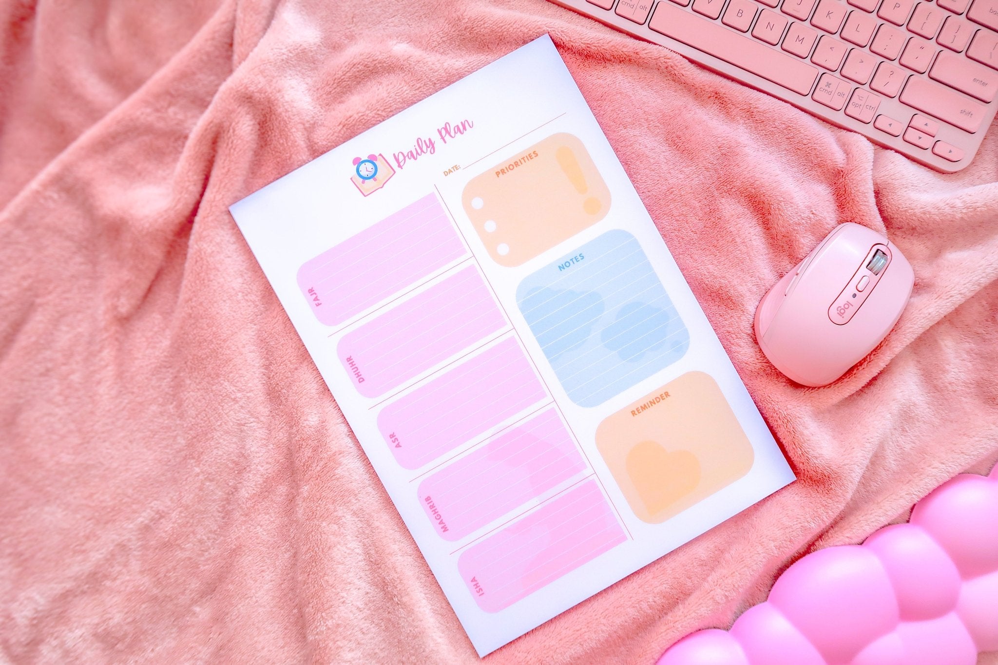 Daily Plan Notepad - Bubblegum - Stationery - Totepad